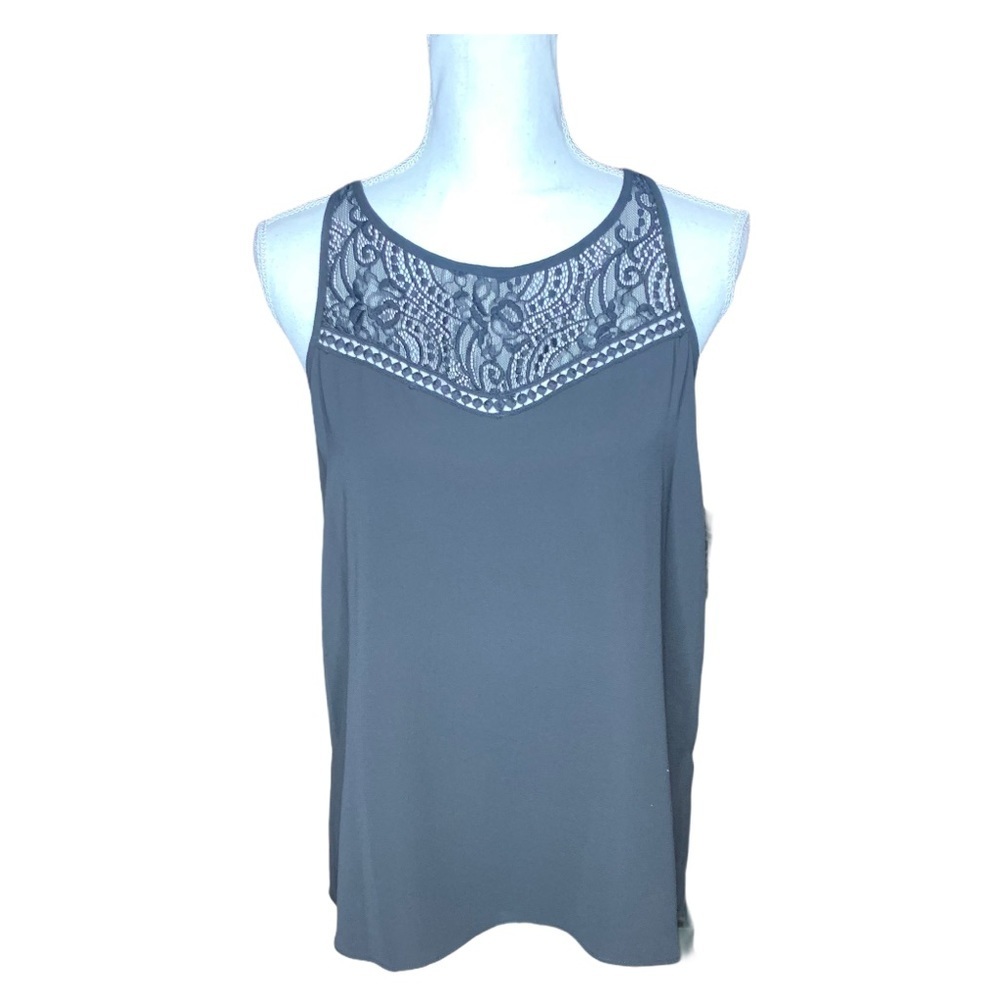 IZ BYER Black Scoop Tank with Lace Chest Trim M